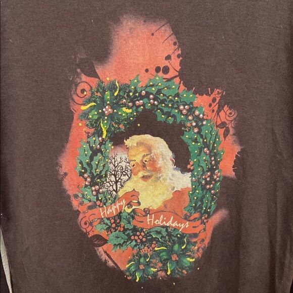 Vintage Y2K Susan Lawrence Brown Santa Graphic Long Sleeve Top size XL - Picture 3 of 5